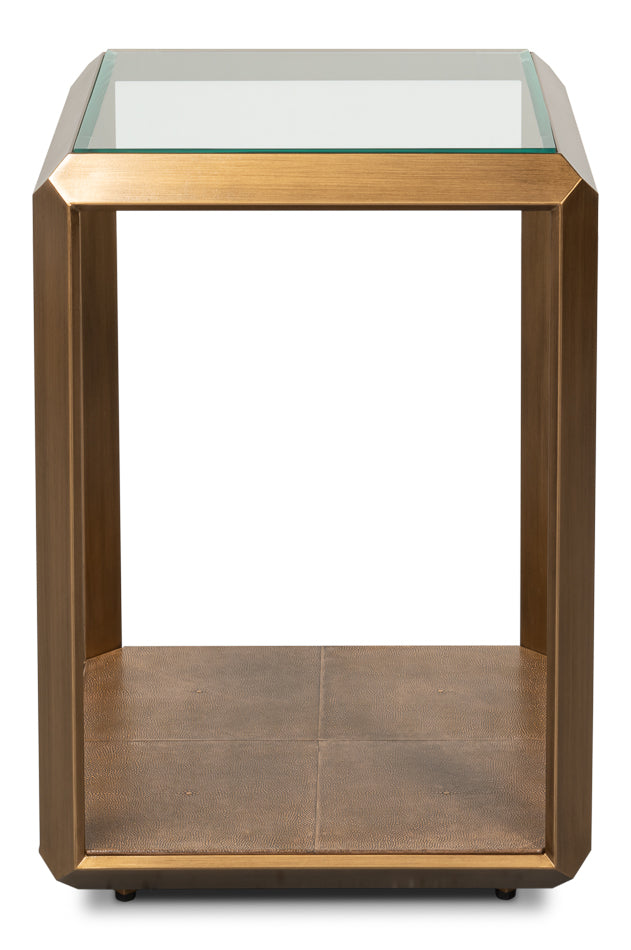 Gilbert Shagreen Side Table, Tawny Brown