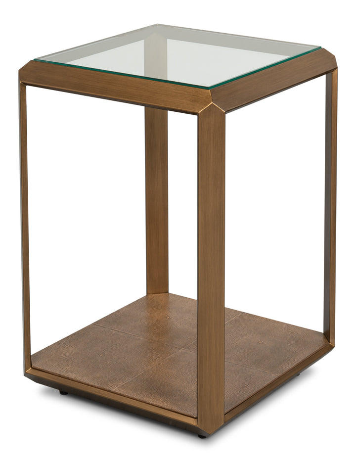 Gilbert Shagreen Side Table, Tawny Brown