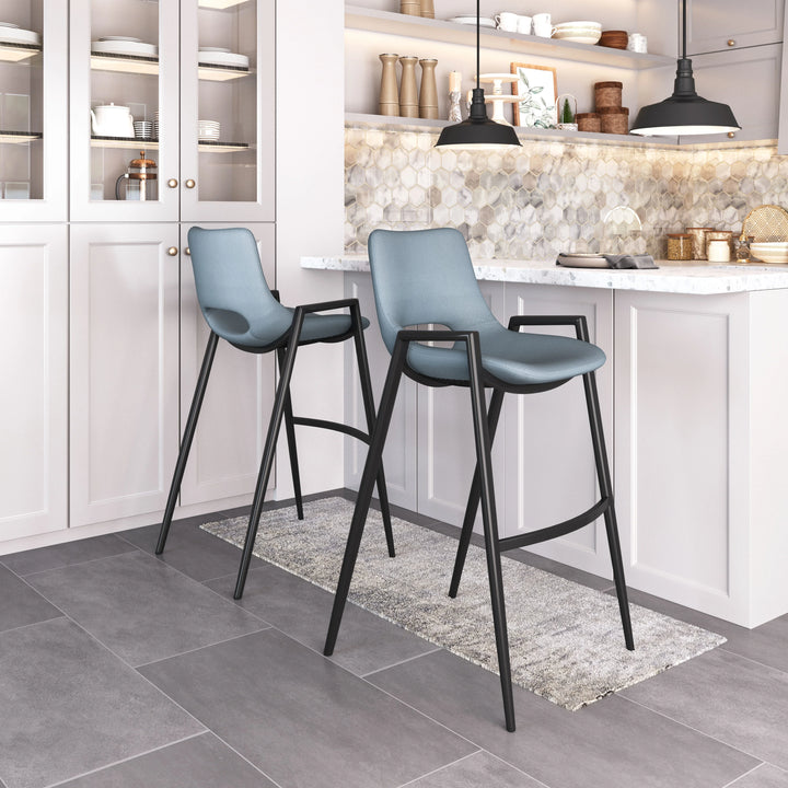Desi Barstool (Set of 2) Azure Gray - AmericanHomeFurniture