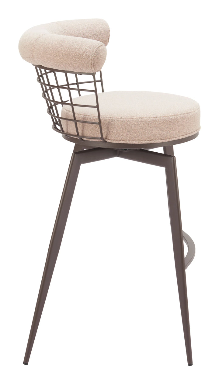 Saku Swivel Barstool Beige & Brown - AmericanHomeFurniture