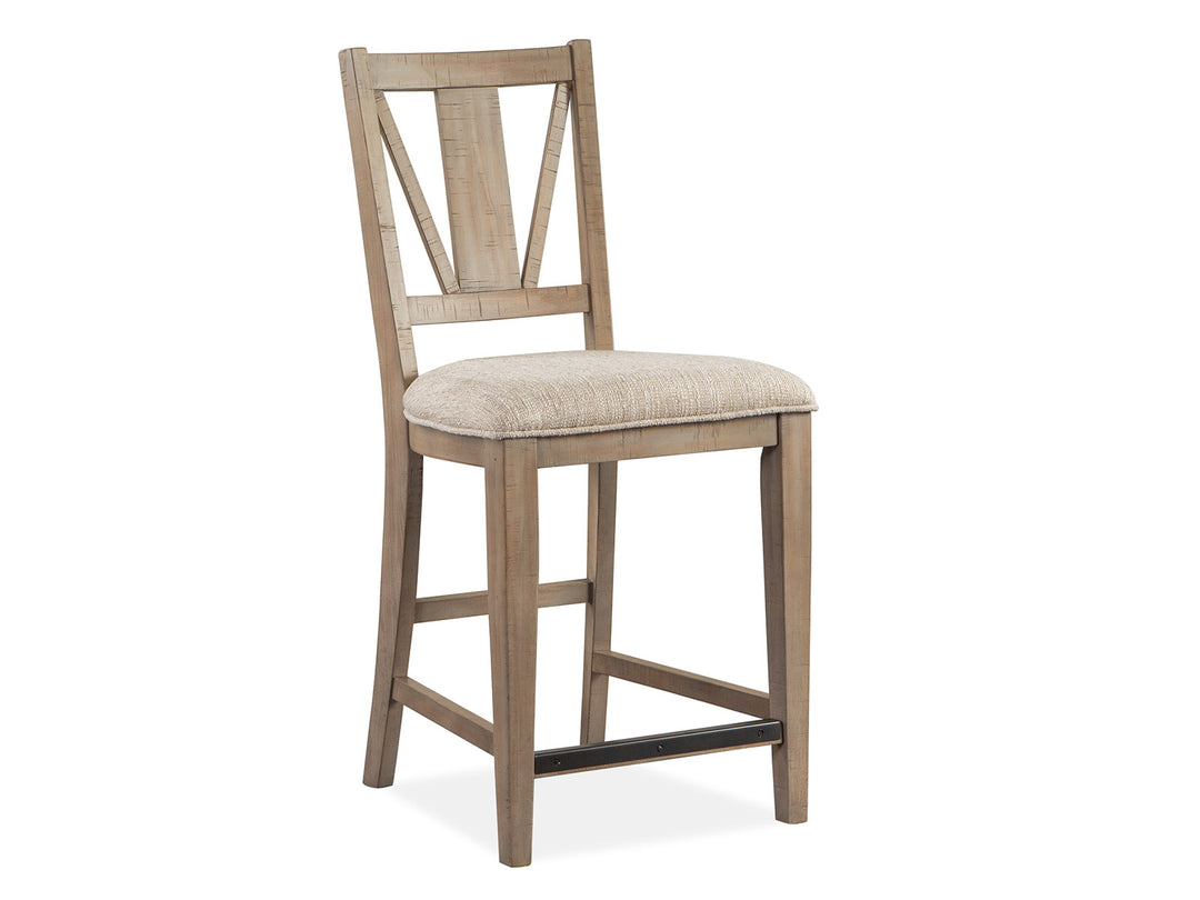 Paxton Place Dovetail Grey Upholstered Counter Chair - Set of 2 - D4805-82