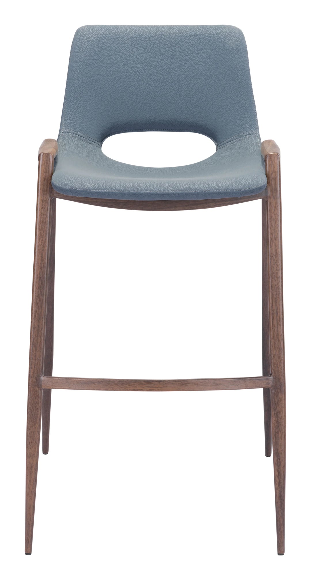 Desi Barstool (Set of 2) Azure Gray & Walnut - AmericanHomeFurniture