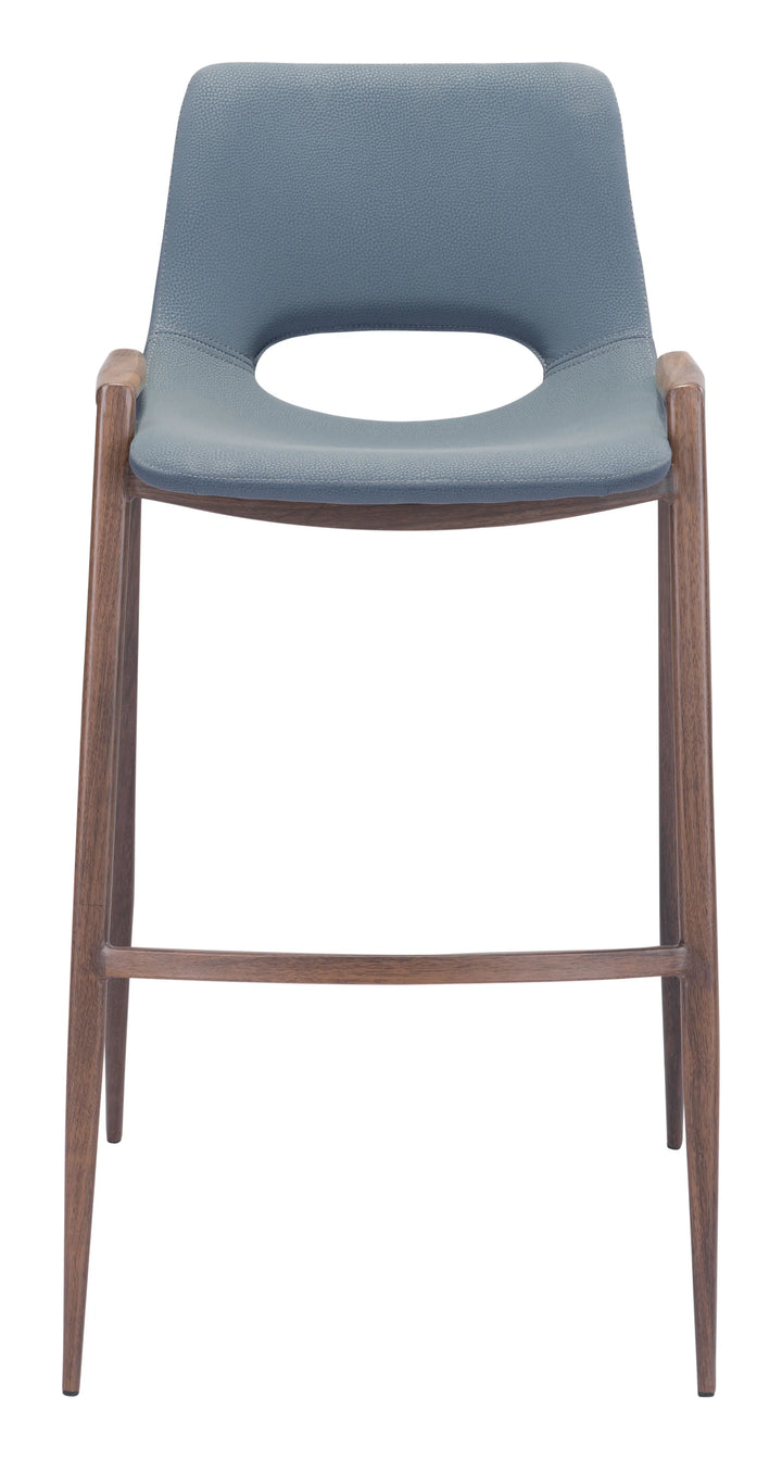 Desi Barstool (Set of 2) Azure Gray & Walnut - AmericanHomeFurniture