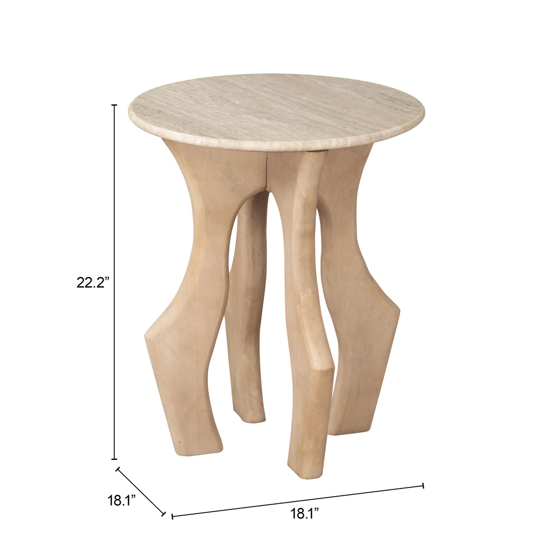 Eda Side Table White & Natural - AmericanHomeFurniture