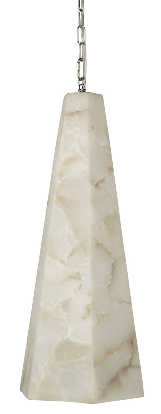 Jamie Young Borealis Alabaster Tall Hexagon 1-Light Pendant PENDANT LIGHTING