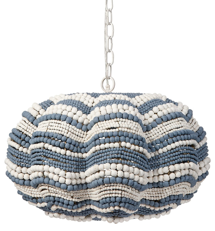 Clamshell Wood Beaded 4-Light Small Chandelier - AmericanHomeFurniture