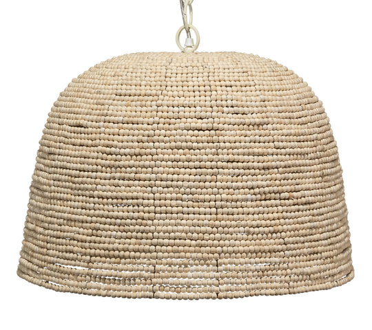 Jamie Young High Tide Wood Beaded 1-Light Pendant PENDANT LIGHTING