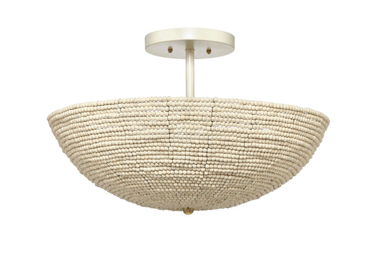 Jamie Young Tsunami Wood Beaded Semi Flush Mount FLUSH MOUNT LIGHTING