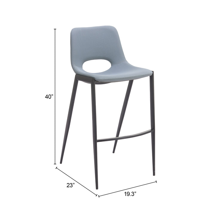 Desi Armless Barstool (Set of 2) Azure Gray - 110829