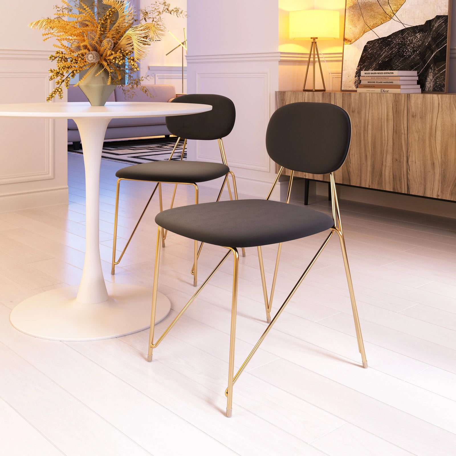Zuo Georges Dining Chair (Set of 2) Gray & Gold DINING CHAIRS