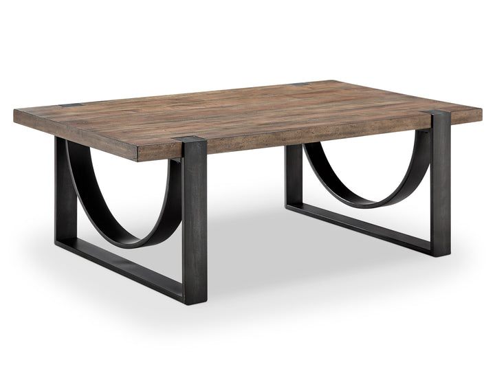 Bowden Rustic Honey And Distressed Iron Rectangular Cocktail Table - T4635-43