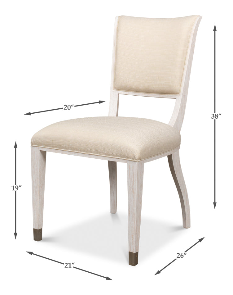 American Home Furniture | Sarreid - Elegant Dining Side Chair Whitewash Wht  - Set of 2