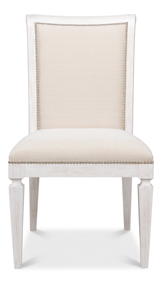 American Home Furniture | Sarreid - Scroll Back Dining Sd/Chr Whitewash Wht  - Set of 2