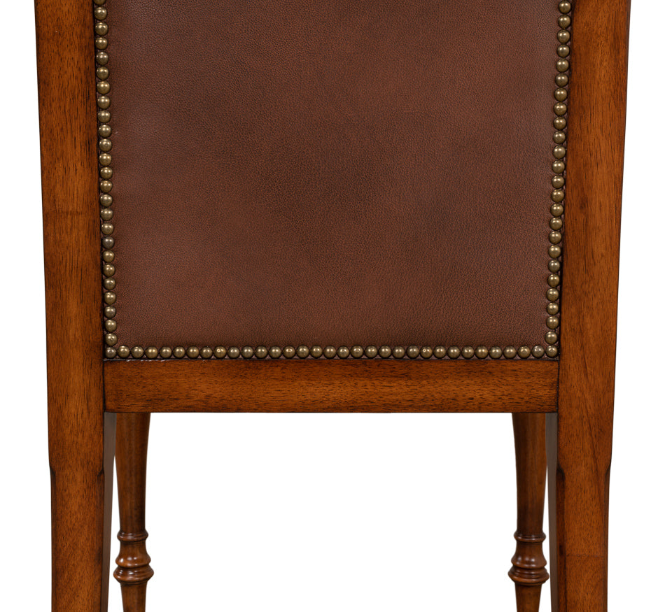 American Home Furniture | Sarreid - Jupe Side Chair Walnut W/Brn Lthr - Set of 2