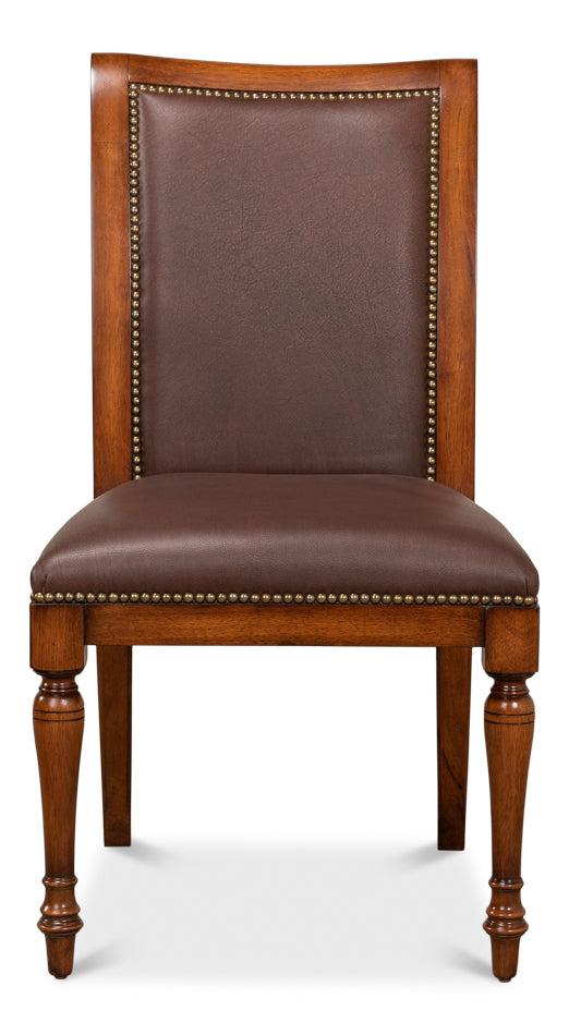 American Home Furniture | Sarreid - Jupe Side Chair Walnut W/Brn Lthr - Set of 2