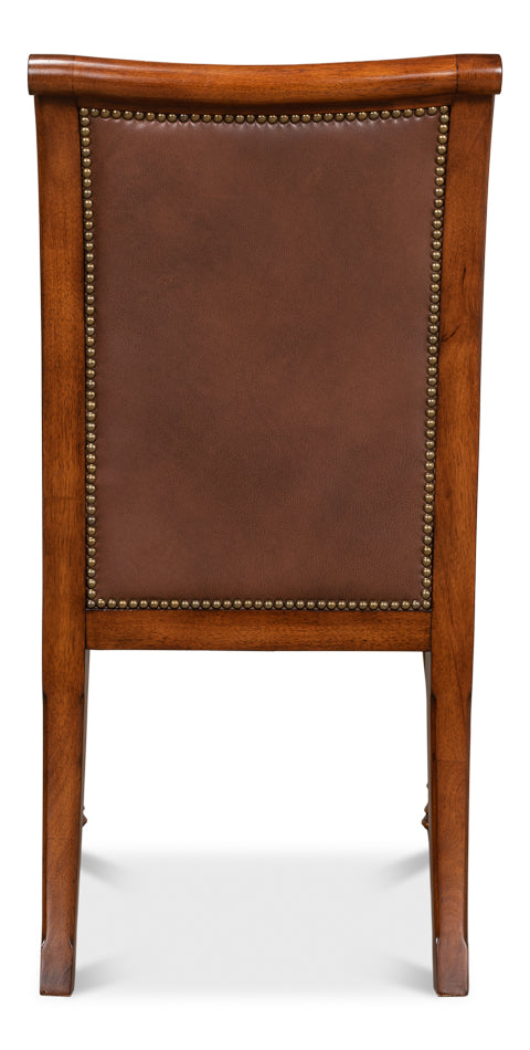 American Home Furniture | Sarreid - Jupe Side Chair Walnut W/Brn Lthr - Set of 2