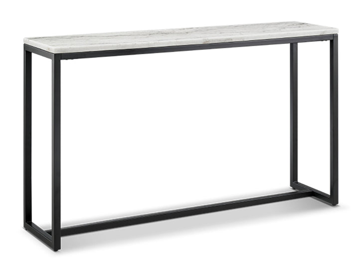 Torin White Marble And Matte Black Rectangular Sofa Table - T5759-73