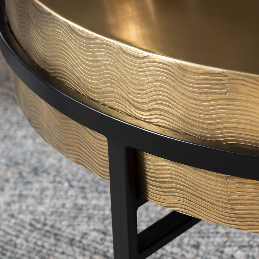 Hudson Textured Brass Cocktail Table - AmericanHomeFurniture