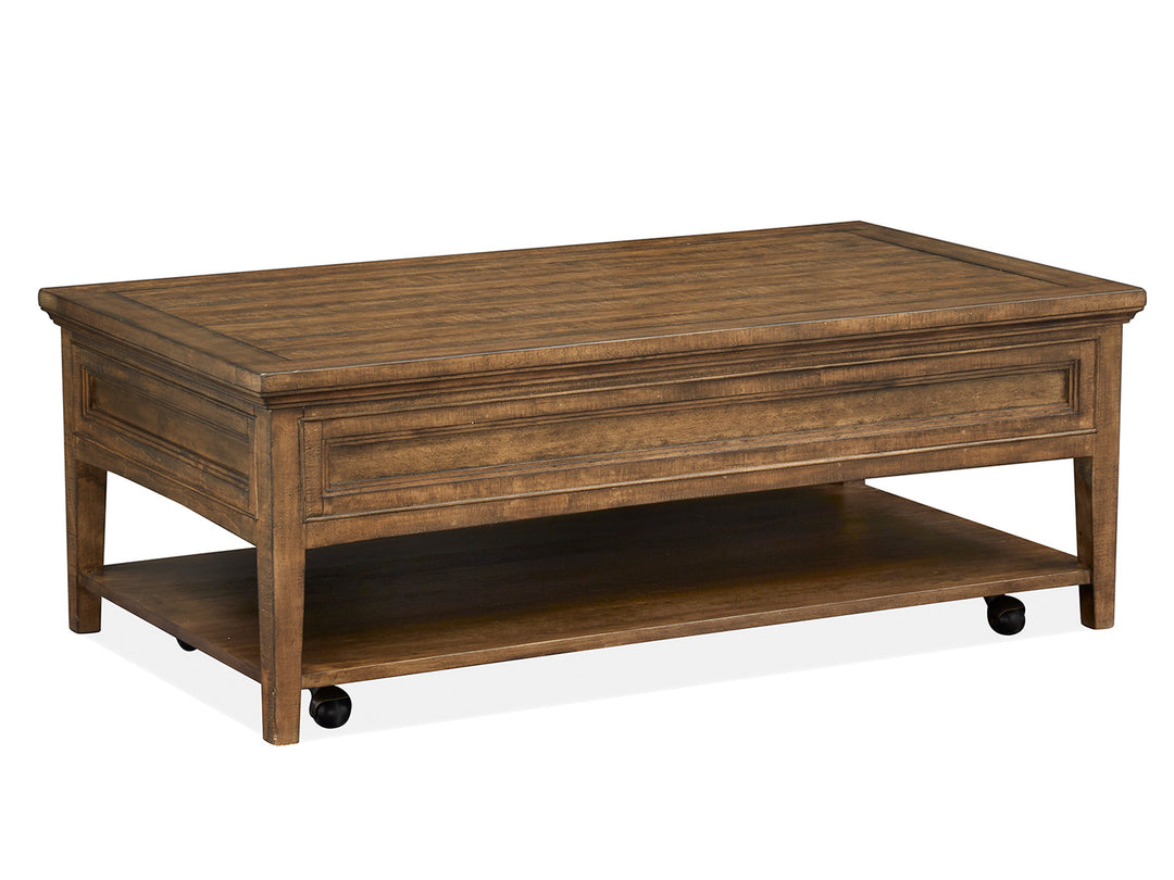 Bay Creek Toasted Nutmeg Rectangular Cocktail Table With Casters - T4398-43