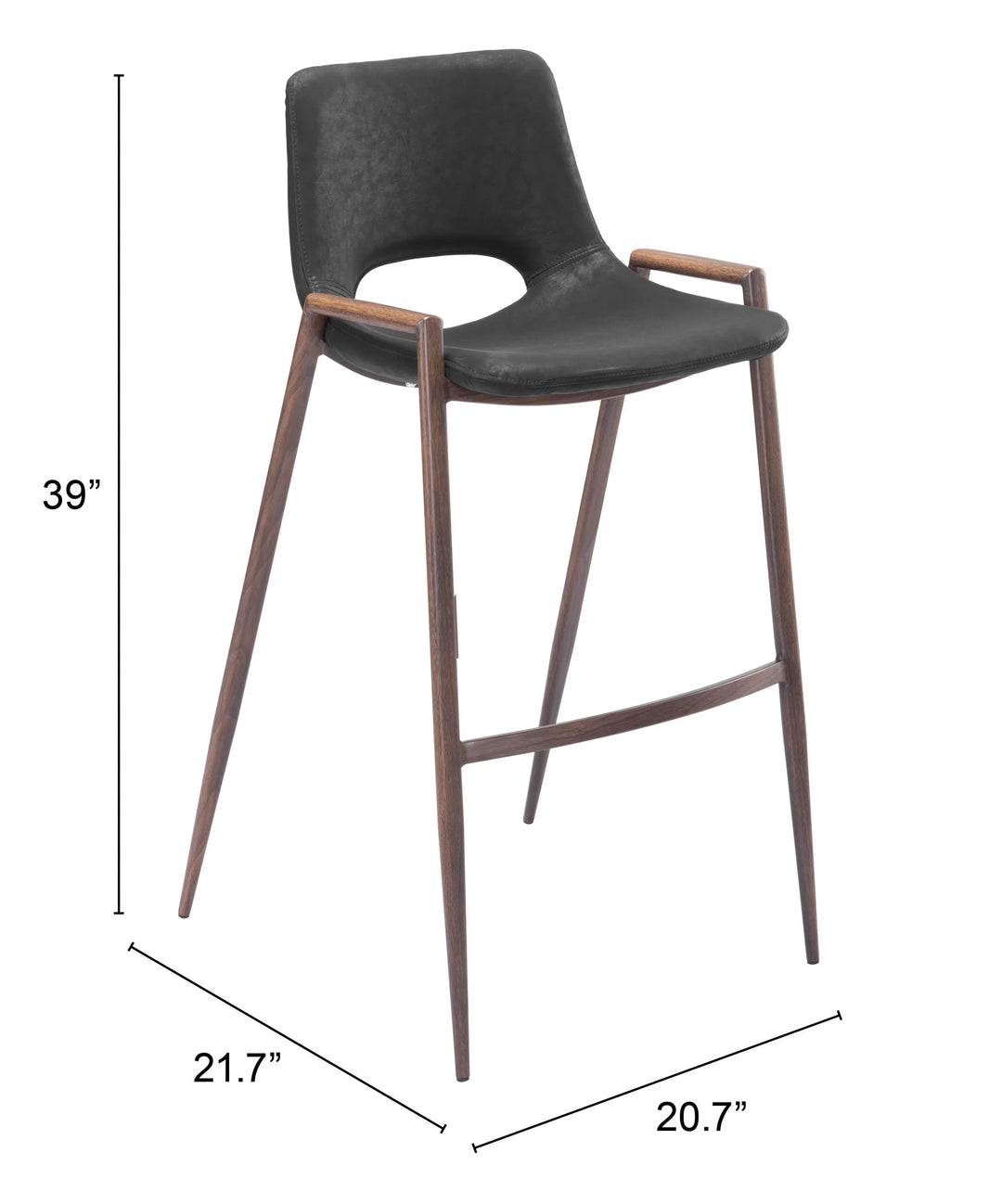 Desi Barstool (Set of 2) Black & Walnut - AmericanHomeFurniture