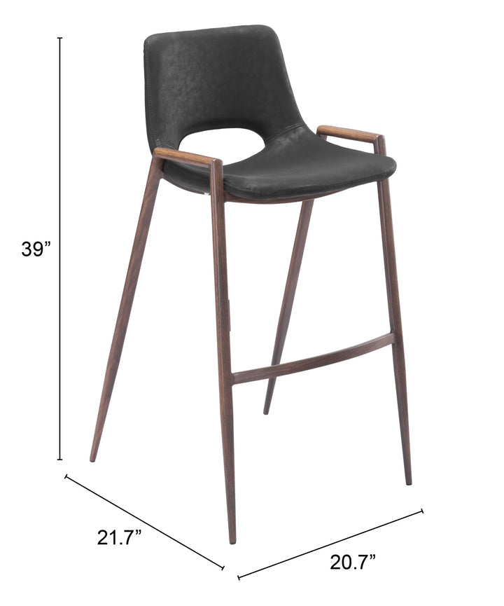 Desi Barstool (Set of 2) Black & Walnut - AmericanHomeFurniture