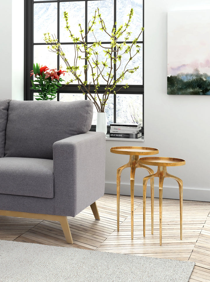 Como Accent Table Set (2-Piece) Antique Gold - AmericanHomeFurniture