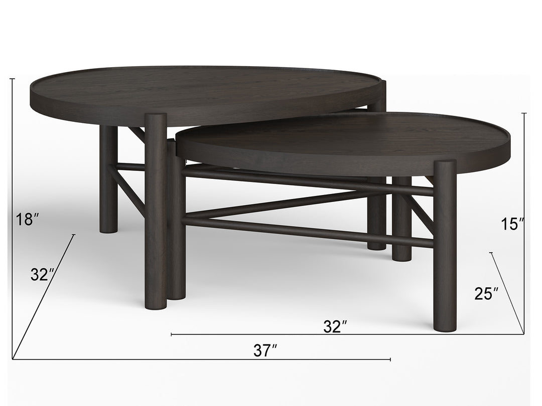 Hadleigh Black Coffee Bean Shaped Nesting Cocktail Table - T5711-52