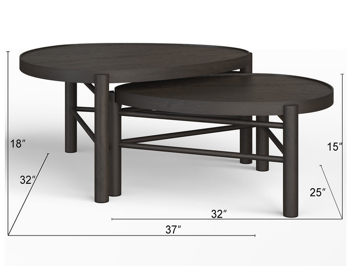 Hadleigh Black Coffee Bean Shaped Nesting Cocktail Table - T5711-52