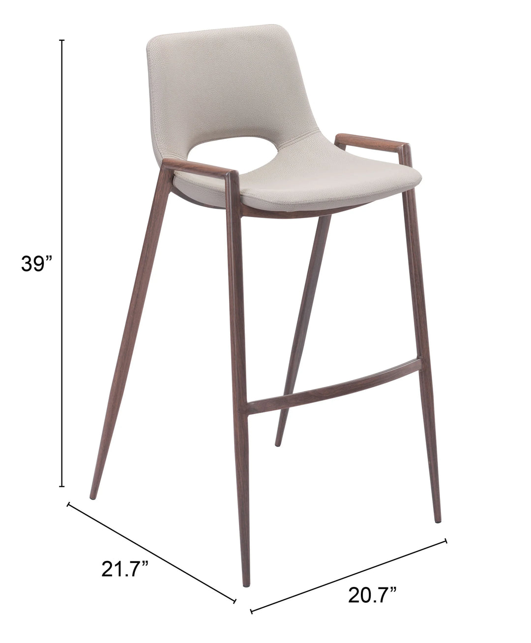 Desi Barstool (Set of 2) Beige & Walnut - AmericanHomeFurniture