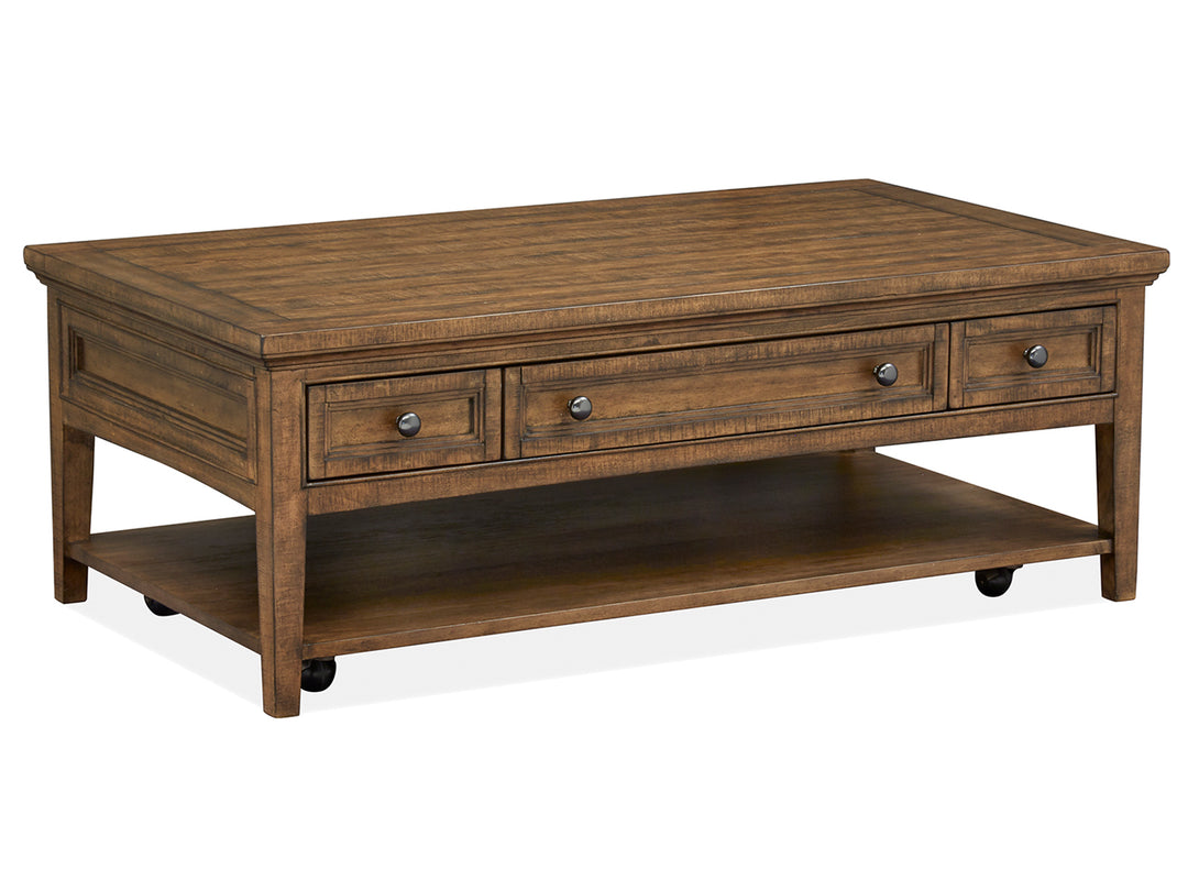 Bay Creek Toasted Nutmeg Rectangular Cocktail Table With Casters - T4398-43
