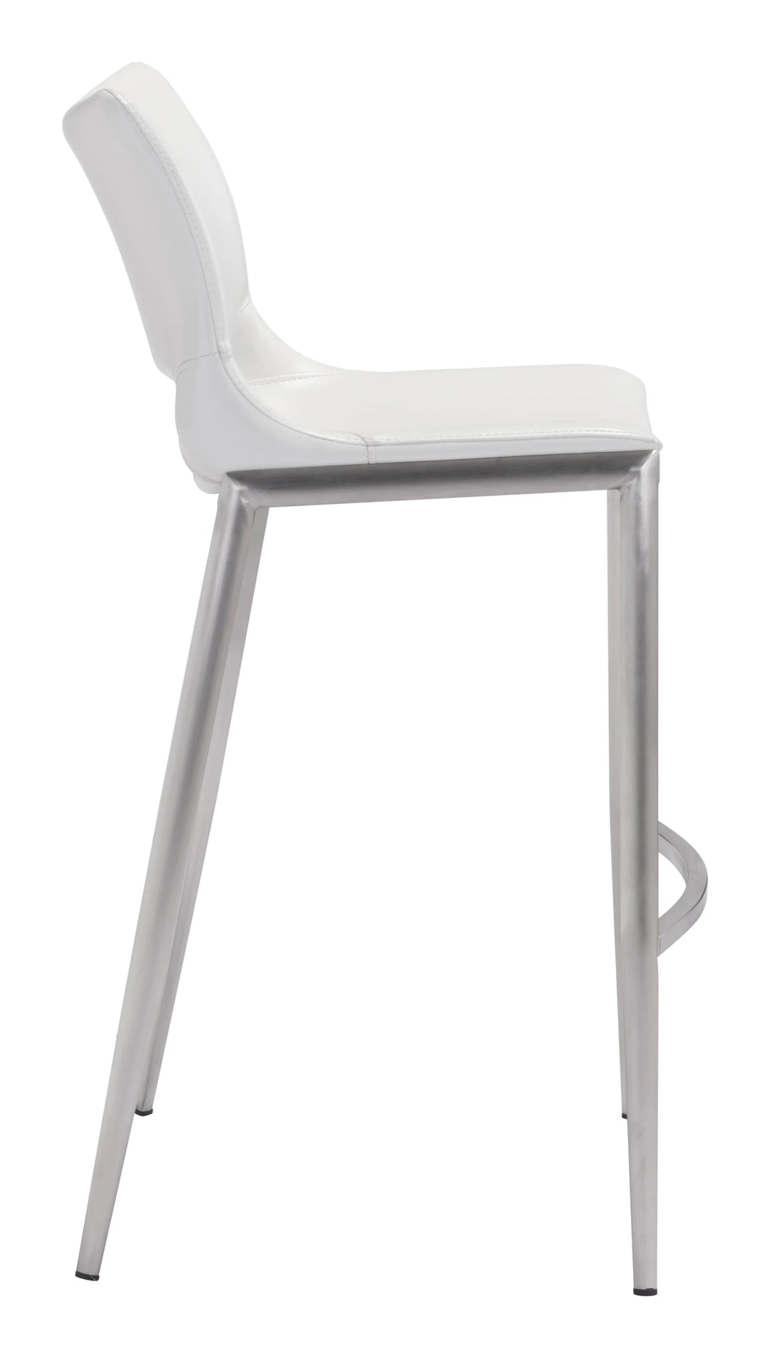 Ace Barstool (Set of 2) White & Silver - AmericanHomeFurniture