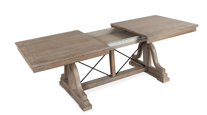 Paxton Place Dovetail Grey Extendable Trestle Dining Table - D4805-25