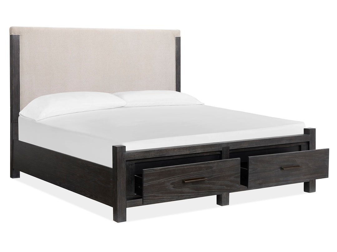 Plum Creek Ravenwood Black California King Upholstered Panel Storage Bed - B5990-75A