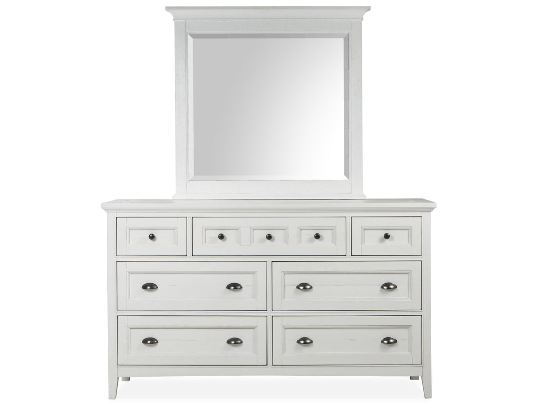 Heron Cove Chalk White And Dovetail Grey Drawer Dresser With Landscape Mirror - B4400-2040