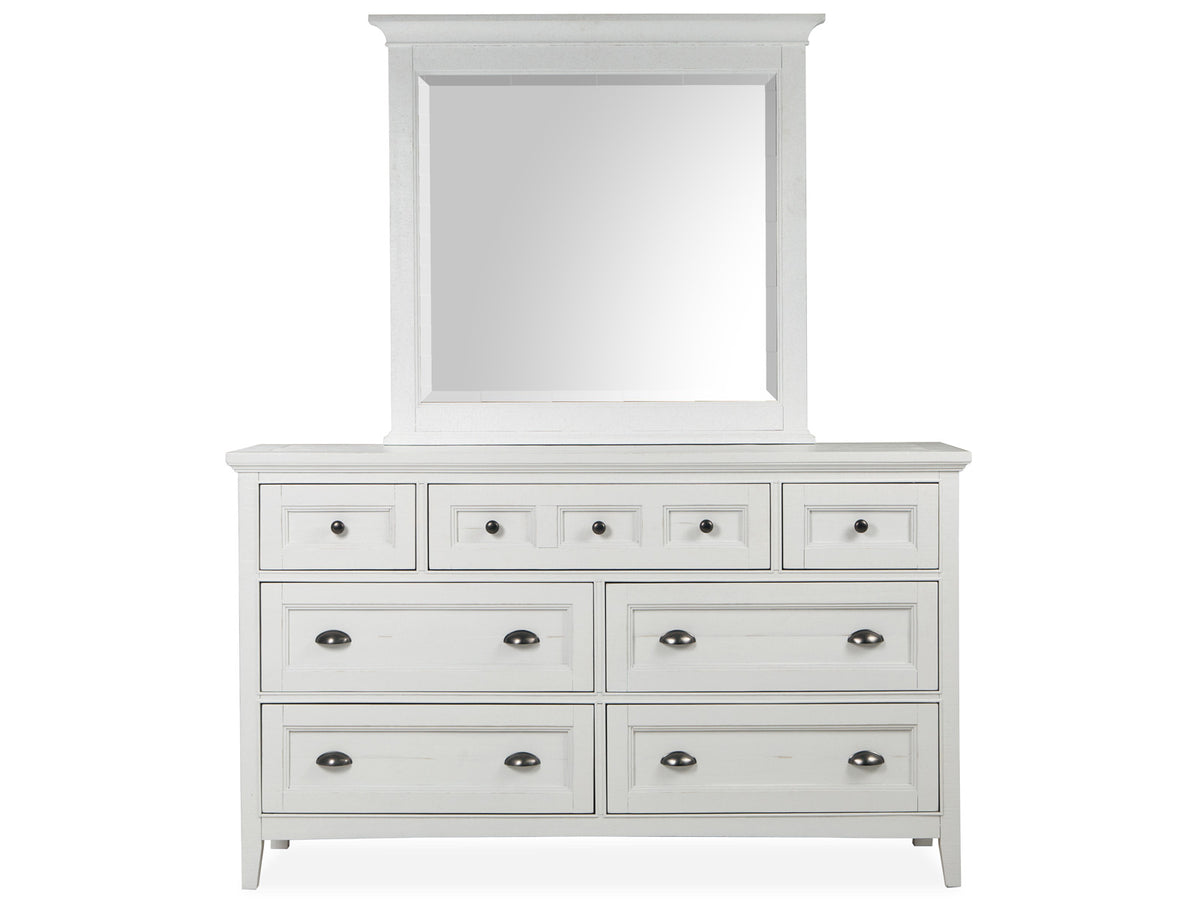Heron Cove Chalk White And Dovetail Grey Drawer Dresser With Landscape Mirror - B4400-2040