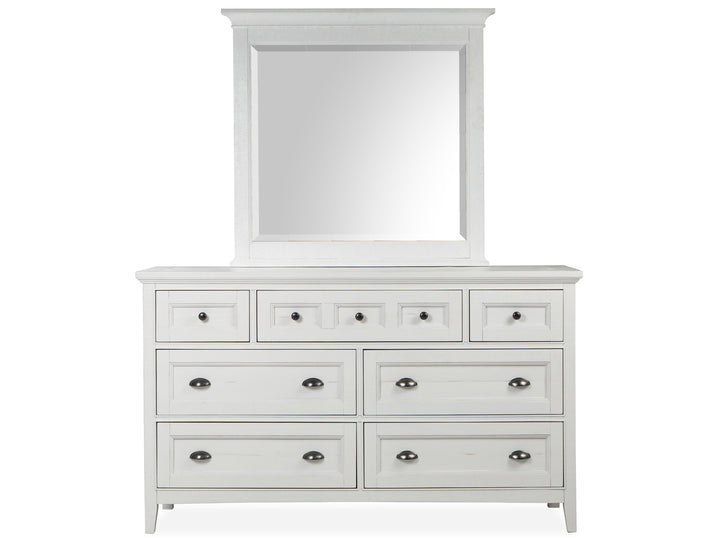 Heron Cove Chalk White And Dovetail Grey Drawer Dresser With Landscape Mirror - B4400-2040
