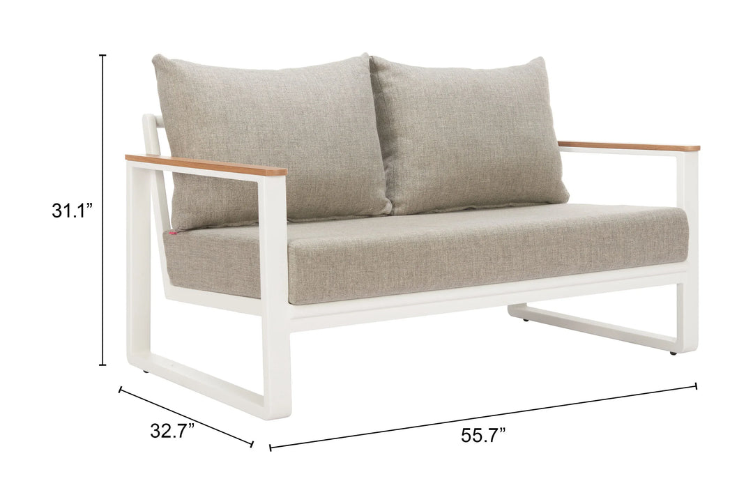 Welt Sofa Taupe & White - AmericanHomeFurniture