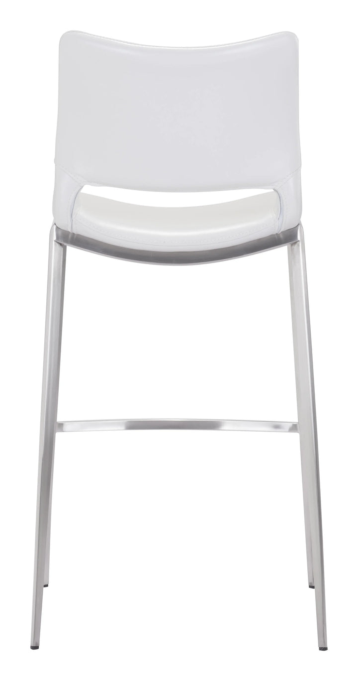 Ace Barstool (Set of 2) White & Silver - AmericanHomeFurniture