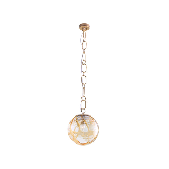 Transparent/Amber Swirl/Blown/Antique Brass