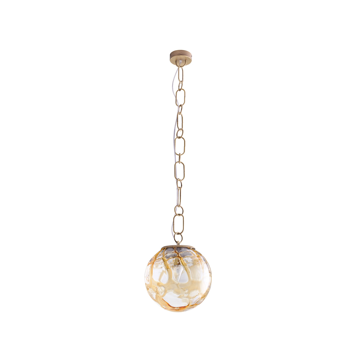 Transparent/Amber Swirl/Blown/Antique Brass