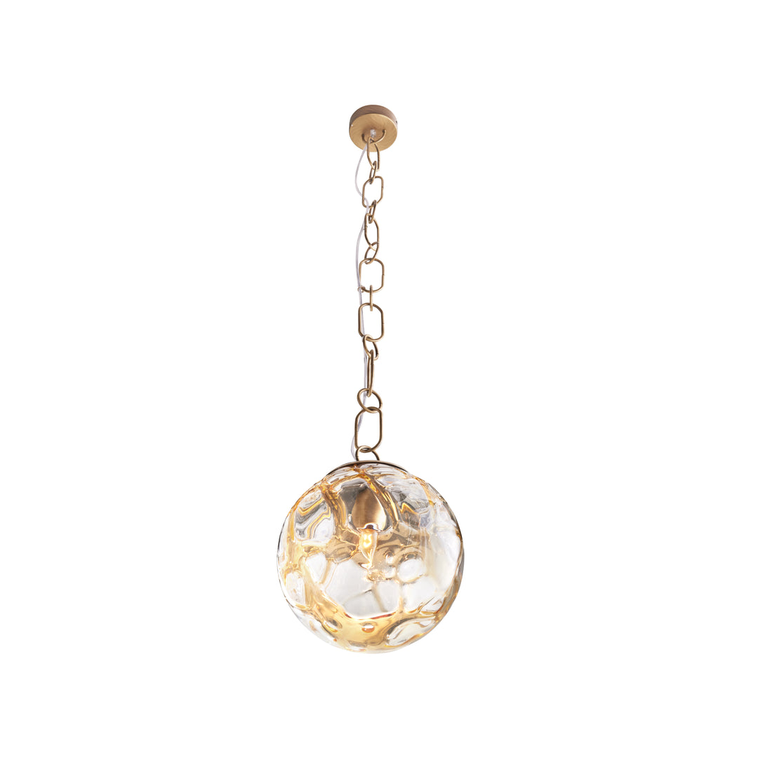 Transparent/Amber Swirl/Blown/Antique Brass