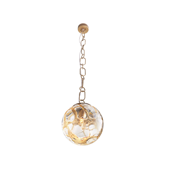 Transparent/Amber Swirl/Blown/Antique Brass
