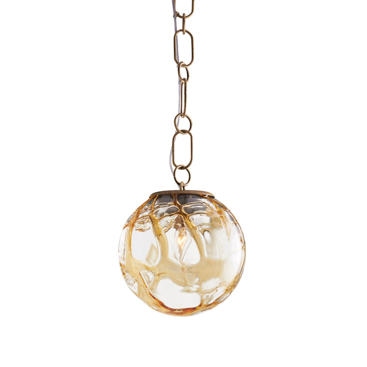 Transparent/Amber Swirl/Blown/Antique Brass