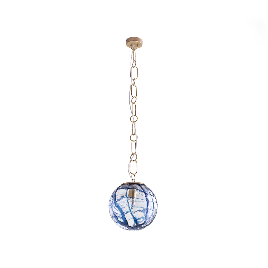 Transparent/Blue Avio Swirl/Blown/Antique Brass