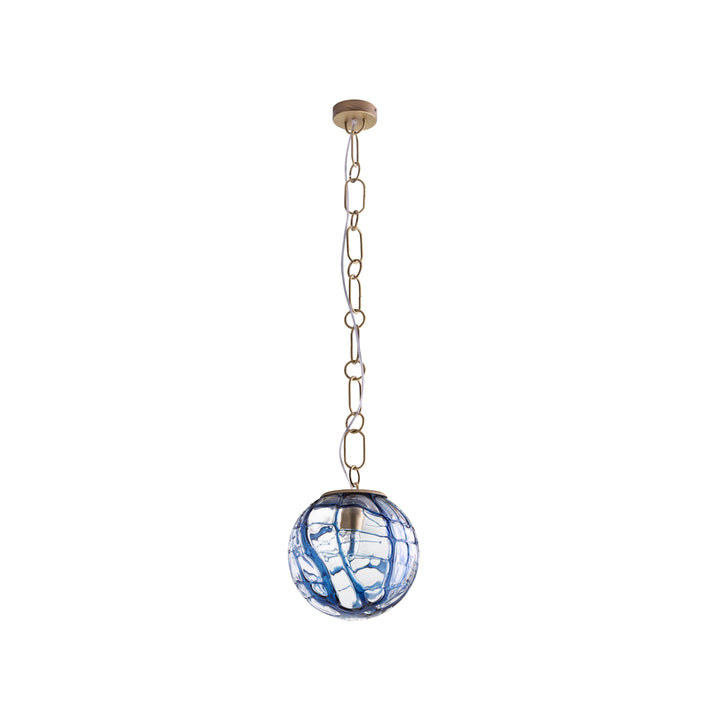 Transparent/Blue Avio Swirl/Blown/Antique Brass