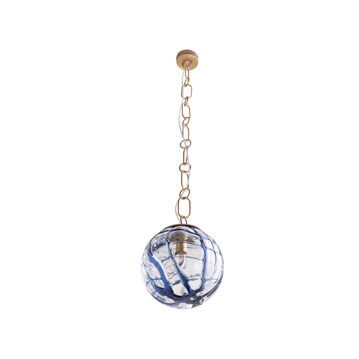 Transparent/Blue Avio Swirl/Blown/Antique Brass