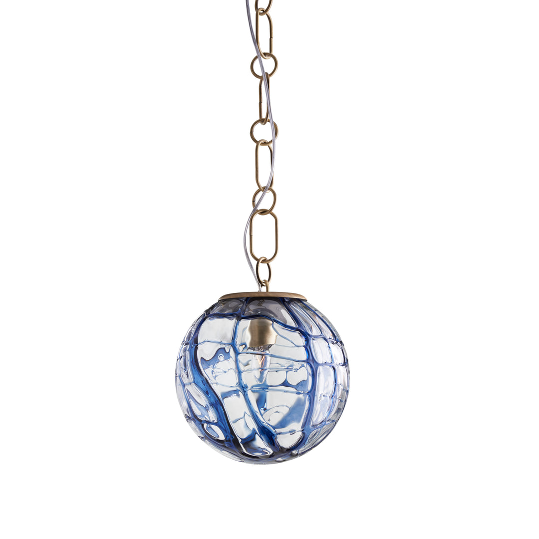 Transparent/Blue Avio Swirl/Blown/Antique Brass