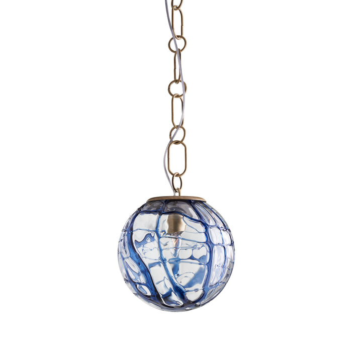 Transparent/Blue Avio Swirl/Blown/Antique Brass