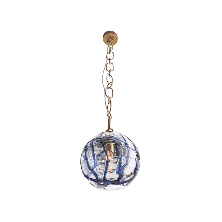 Transparent/Blue Avio Swirl/Blown/Antique Brass