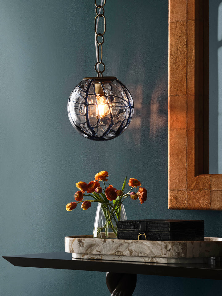 Transparent/Blue Avio Swirl/Blown/Antique Brass